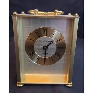 BRASS HAMILTON WEST GERMANY MANTLE OR DESK TOP CLOCK